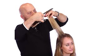 Medium Length Layers Haircut Makeover Tutorial  TheSalonGuy [upl. by Eseekram]