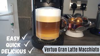 Nespresso Vertuo Latte Macchiato  Gran Lungo Capsule  Nespresso VertuoLine Coffee Recipes [upl. by Ailime]