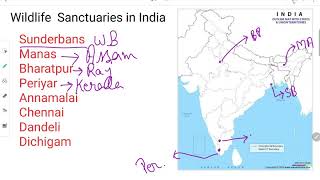 Wildlife Sanctuaries in India Map Work [upl. by Isoj]