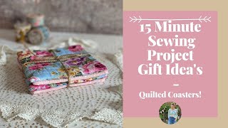 15 Minute Easy Sewing Projects  Easy Quilted Coasters Tutorial Vlog [upl. by Ahsoj920]