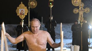 Russian president Vladimir Putin braves subzero lake to mark Orthodox Epiphany [upl. by Barkley]