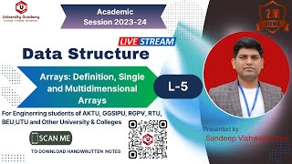 DSUC5 Arrays Definition Single and Multidimensional Arrays in Data Structure [upl. by Lizbeth]