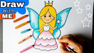 HOW TO DRAW A FAIRY WITH STEP BY STEP FOR KIDS [upl. by Nnil697]