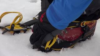 Winter skills 23 how to put on crampons [upl. by Anaitsirc]