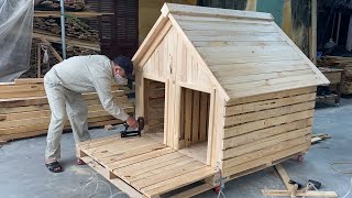 DIY Design Ideas For Woodworking Projects From Pallet Wood  Build A Pet Wooden House From Pallets [upl. by Eelta]